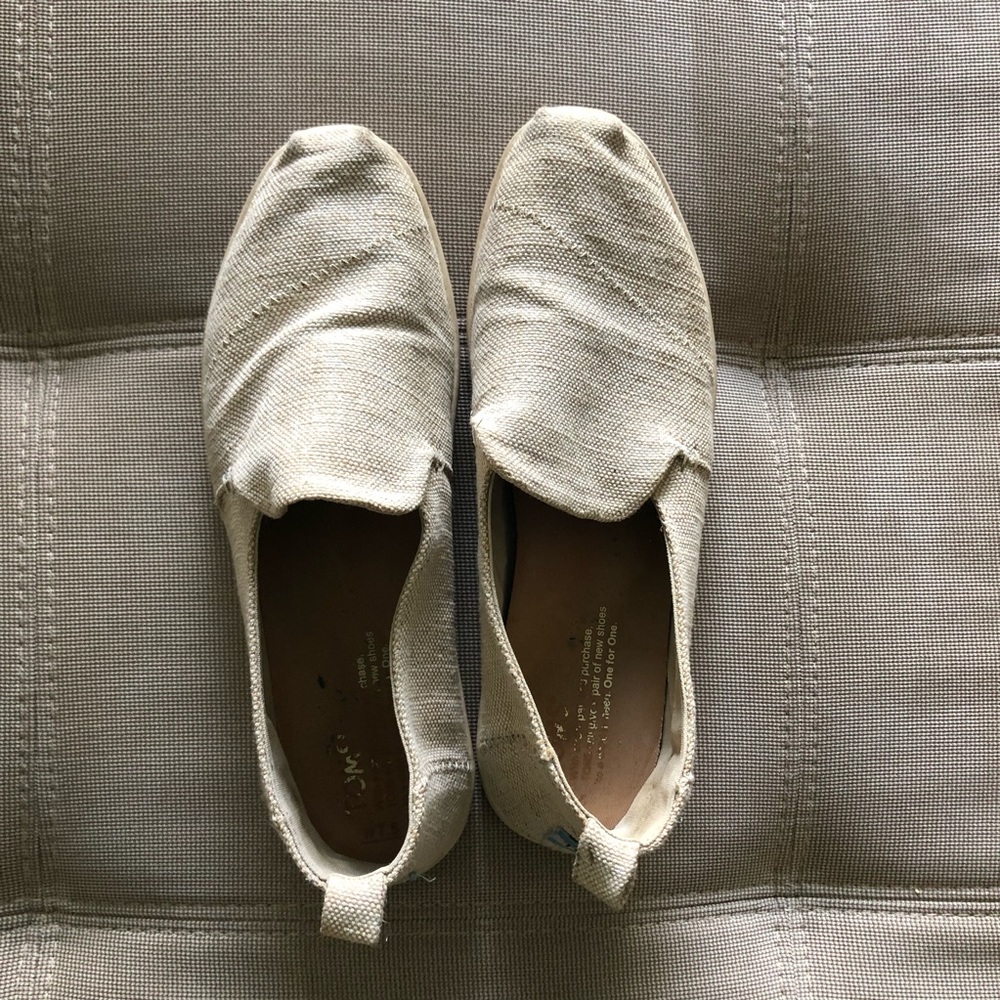 TOMS beige glitter shoes